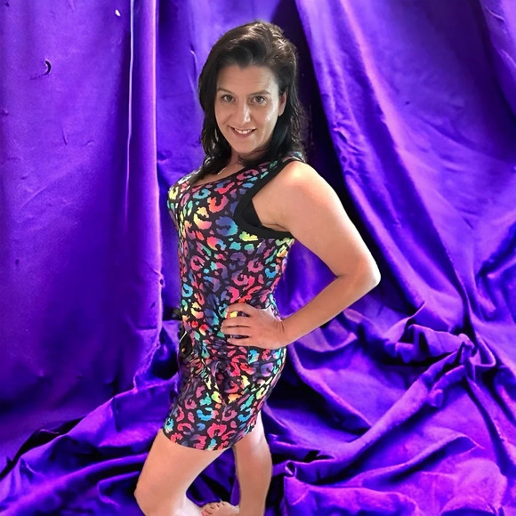 Neon leopard sleeveless‎ short pajama set Shirley & Stone - Picture 6 of 8